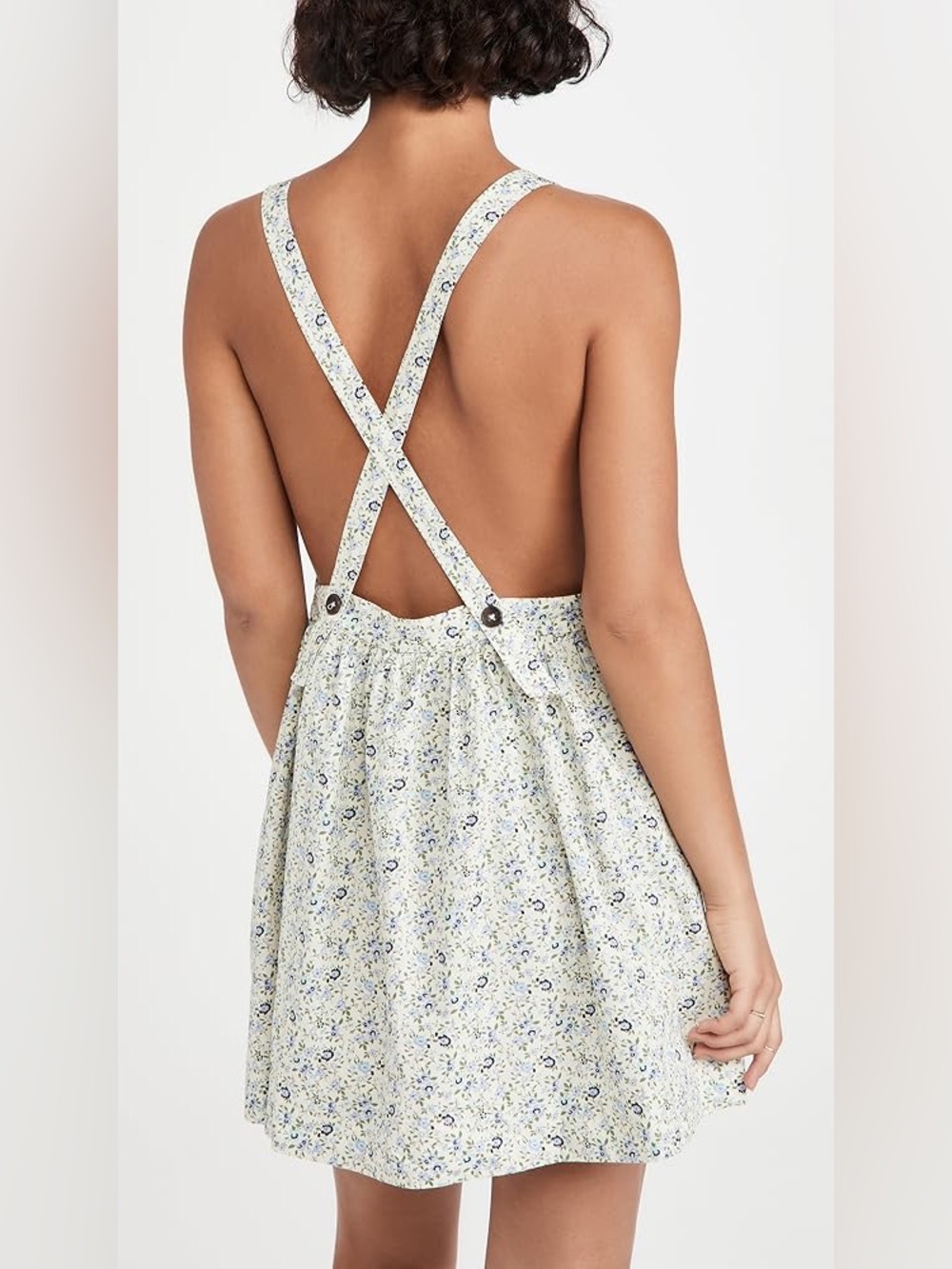 NWT Free People Petunia Mini Dress, Cream Blue Floral, Women's Medium - Picture 11 of 16